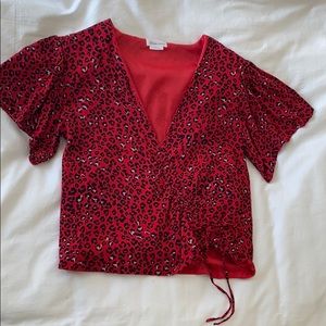 Lovers & Friends Red Cheetah Top- Size small